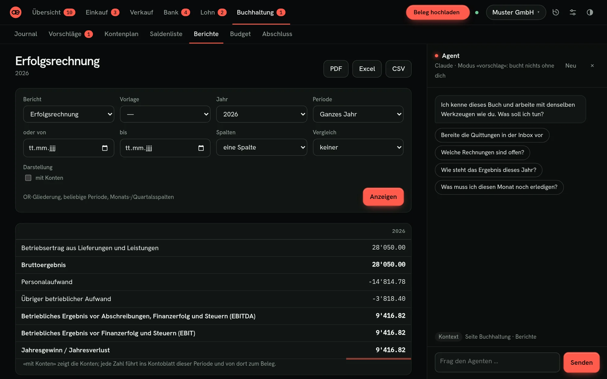 aeradex Buchhaltung › Berichte: Erfolgsrechnung 2026